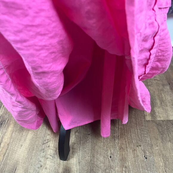 Quince European Linen Tiered Maxi Dress Lined Pink Women's L Cinch Waist - Picture 4 of 12